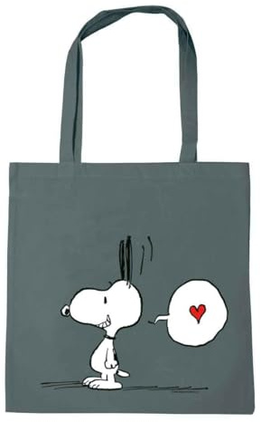 Logoshirt® Peanuts I Snoopy In Love I Bolsa de algodón | Impresa I Asas largas | gris | Diseño original con licencia