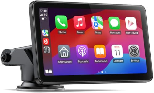 LAMTTO Display Wireless Carplay Android Car 7 Pollici Radio Portatile Bluetooth con Schermo Tattile Schermo Android Auto con Bluetooth Mirror Link Navigazione Siri G00gle Assistant AUX FM