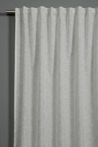 Sehlbach Tenda pronta per l'uso con fettuccia, Motivo a conchiglia, Bianco, 140 x 245 cm, Motivo in jacquard, Traslucido, Opaco, Certificato Oeko-Tex, Possibilità di arredamento versatile
