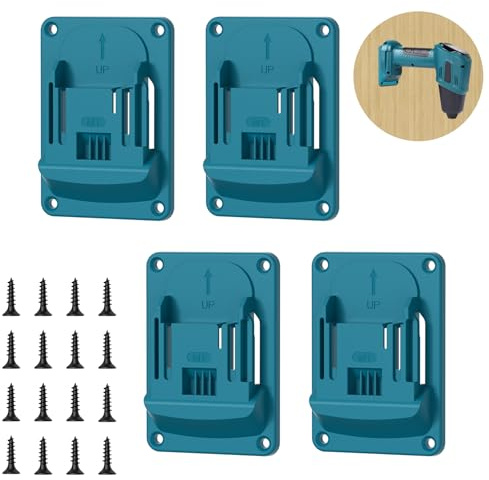 SIXHAOBU 4 Pièces supports muraux pour outils électriques pour Makita 18 V, Porte Outils Mural, Support de Machine pour Outils de Perçage avec 16 Vis,Pour atelier, garage, 14,4/18 V