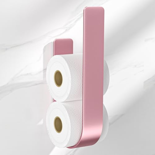 Porta Carta Igienica, Portarotoli Carta Igienica Scorta, Portarotolo Carta Igienica per 3 Rotoli, Portacartaigienica Bagno Adesivo da Parete, Oro Rosa