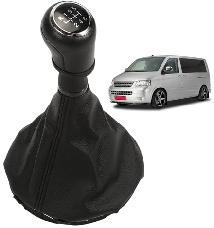 LDLRevX Pomello Leva Cambio per VW T5, 7H0711113, Completo Cuffia Cornice Telaio, Manopola Bottone, Ricambio Plug & Play, 6 velocità, Nero