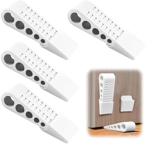 Euablfo 4 piezas Tope de Puerta para el Suelo, Antideslizante, Goma con Soporte Adhesivo, Cuña Puerta de Goma, para Puerta en Casa, Oficina, Escuela Todas las Superficies