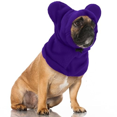Chapeau Hiver pour Chien Chat Doux et Chaud Chapeaux pour Animaux Protection Contre le Bruit avec Oreilles Vêtements d'hiver pour Chiots Cagoule Chaude pour Temps Froid,M (Violet)