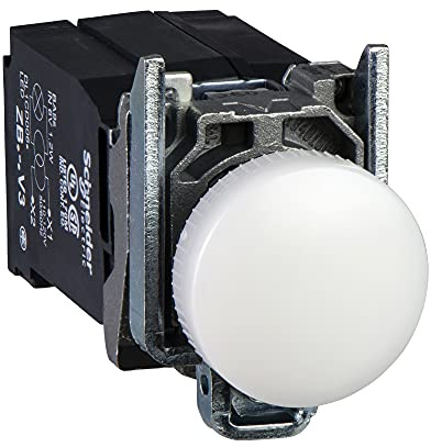 Schneider Electric white complete pilot light Ø22 plain lens with BA9s bulb 230...240V