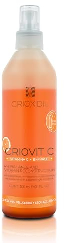 CRIOXIDIL Criovit C Après-shampooing biphasé sans rinçage 300 ml Vitamine C et kératine hydrolysée Cheveux normaux et secs Scelle la cuticule Équilibre le pH Sans sulfates ni parabènes