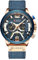 Curren Herren-Armbanduhr, Quarz, analog, Kalender, Armbanduhr für Herren, modische wasserdichte Armbanduhr mit Lederband, Blau, Chronograph