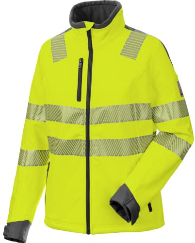 WÜRTH MODYF Warnschutz Softshelljacke Neon Damen – hochwertige & reflektierende Arbeitsjacke in 3XL – winddicht, atmungsaktiv & wasserabweisend (8.000 mm WS) – in Gelb
