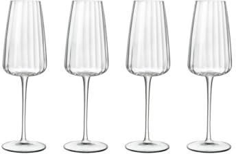 Luigi Bormioli Optica - Copas de champán (4 copas de vino de cristal de 210 ml, aptas para lavavajillas)