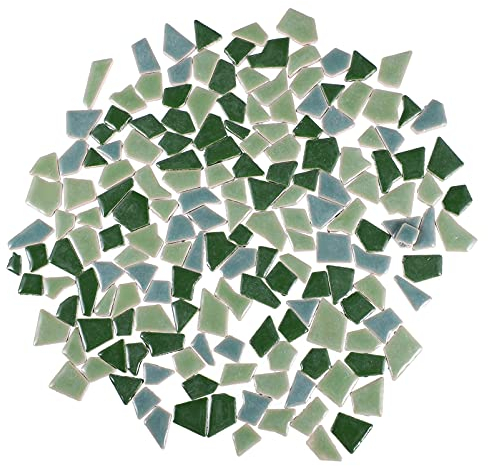 Artibetter Carreaux de mosaïque irréguliers en céramique - Multicolore - Pour bricolage - Pot de fleurs - Cadre photo - Décoration - 200 g - Vert