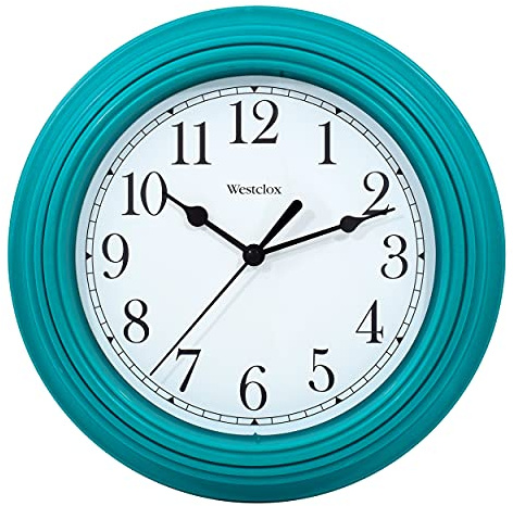 Westclox Quartz Movement Round Wall Clock, Contemporary Analog Design, Battery-Powered for Indoor Use (Teal, 9 Inch)