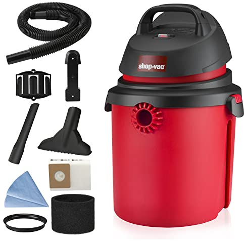 Shop-Vac 4 Gallon 4.0 Peak HP Wet/Dry Vacuum, Portable Compact Shop Vacuum with Tool Holder, Wall Bracket & Attachments, Ideal for Home, Jobsite, Garage, Car & Workshop. 5890470