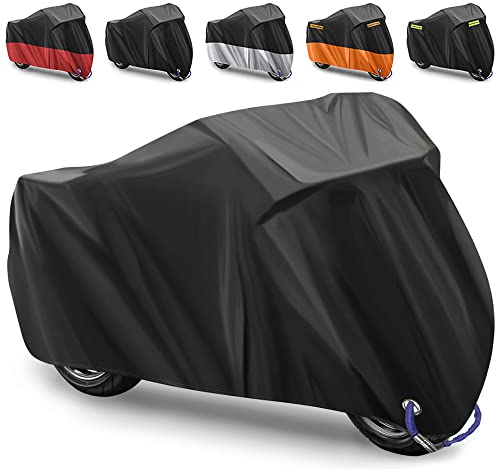 Housse de Protection pour Moto Imperméable en 210D Oxford - Couverture Extérieure Contre la Pluie et Les Rayons UV - 245 X 105 X 125CM (Noir)
