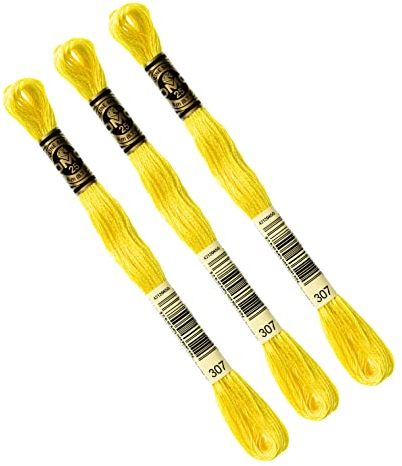 DMC DMC Set mit 3 Garnknäueln, 117 MC, 100 % Baumwolle, für alle Techniken und Materialien, ideal für Kreuzstich, Gelb