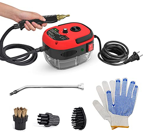 Decdeal Limpiador a vapor portátil portátil de 2500 W Máquina de limpieza a vapor presurizada a alta temperatura con cepillos y guantes para muebles de cocina coche de baño