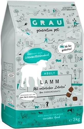 GRAU Torrfoder med lamm för känsliga vuxna hundar, glutenfritt, originalprodukt, 1-pack (1 x 3 kg)