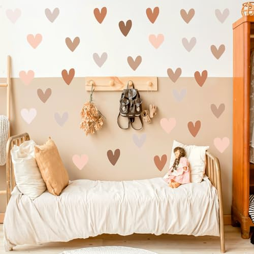 72 stycken väggklistermärken för barnrum babyrum, hjärtan set väggtatuering för babyrum, boho-stil klistermärken för flickor pojkar baby, lämplig för sovrum väggklistermärken