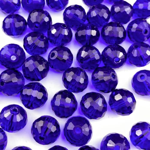 Xinhongo Crystal Glass Beads 150 Pieces 6mm Round 96 Faceted Glass Spacer Beads for Jewelry Making Bracelet Necklace Earring DIY Craft(Deep Blue)