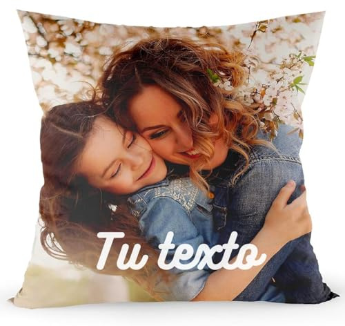 ZPUBLI+ Cojín Personalizado. Con Relleno. 45x45. Varias Medidas. 2 caras. Cojín sofá con Fotos y Texto, Cremallera. Aniversario, cumpleaños, día de la Madre, Padre, San valentín. Regalos Originales.