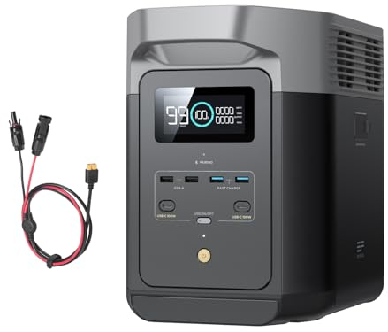 EF ECOFLOW DELTA 2 1024WhTragbare Powerstation mit XT60i Kabel, Solargenerator mit LiFeP04, erweiterbarer Kapazität bis zu 3kWh, Schnellladung von 0-80% in 50 Mins, Stromaggregat für Camping/Zuhause