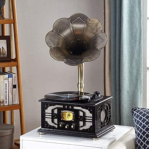 Giradischi retrò, grammofono, fonografo retrò vintage Giradischi multifunzione Vecchia radio Stereo Subwoofer Ornamenti Tu