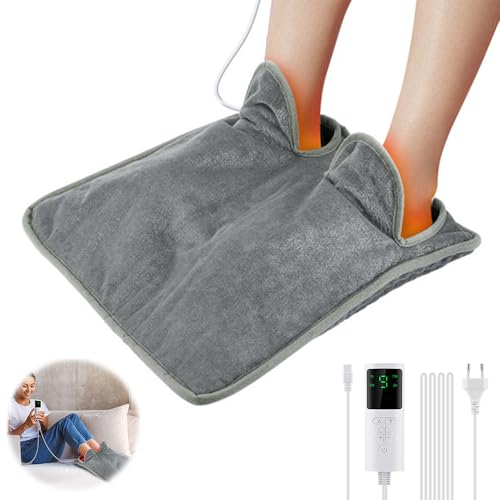 Lotvic Fußwärmer Elektrisch mit 9 Temperaturstufen & 4 Timer, Elektrische Fußheizung Wärmekissen, Kuscheliger Fußwärmer Maschinenwaschbar, für Fuß, Rücken und Ganzkörper für Damen Herren