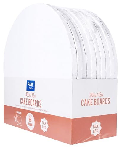 PME Set de 10 Plateaux à gâteau Ronds avec bords enveloppés, Blanches (12 / 30cm), Blanche