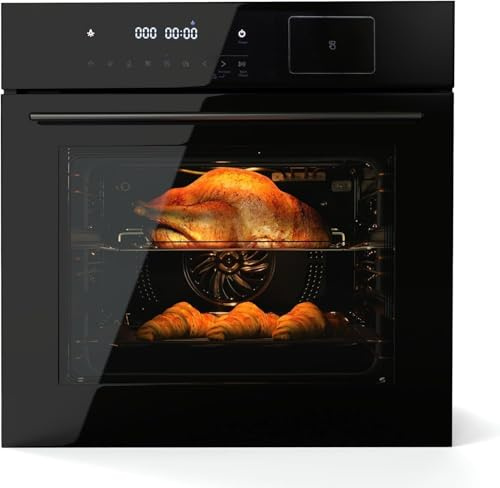 Single Wall Oven 24 Built-In Electric Ovens with 8 Baking Modes, 108 Automatic Recipes, 2.5 Cu.Ft Convection Wall Oven In Stainless Steel, 3000W, 240V, Led Touch Control, Safety Lock, Etl Certified