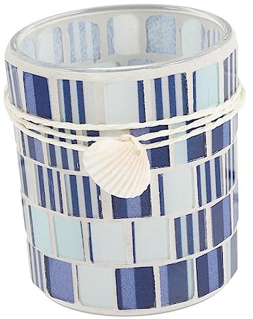 Cabilock portacandele in conchiglia mosaico Candelieri guidato Titolare decorazione arredamento blu Stand di candele di porta tealight in portacandele per luci da tè Bicchiere