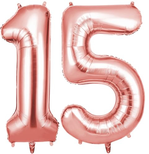 OFFCUP Globo Número 15 51 Oro rosa 40 (101cm), Grande Globos Foil, Globo Numeros Gigante, Inflar con Helio o Aire, Decoracion para Niño Niña Adultos La Boda Aniversario Cumpleaños Fiestas