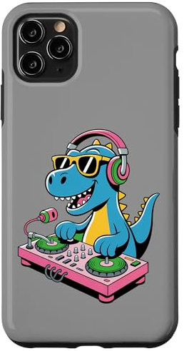 Tocadiscos DJ Dino Funny Music Lover Dinosaur Vibes Carcasa para iPhone 11 Pro Max