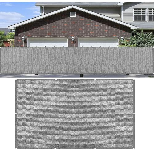 Balkongskärm, Insynsskydd, Trädgårdsskärm 85 x 510 cm Väderbeständigt Uv-Skydd Med Buntband Vindskyddsnät Staket för Balkong Och Uteplats, Grå