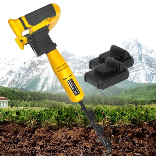 Trivella elettrica da 350 W, utensile Senza Fili, con 2 batterie, Punta a Spirale da 30 cm, per Giardinaggio e piantagione di Alberi.