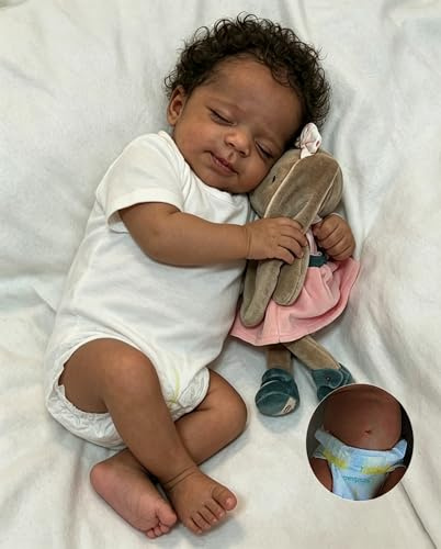 Anano Bébé Reborn Noir Silicone 45,7 cm Poupée Bébé Nouveau-né Corps Complet En Silicone Souple, Poupée Reborn Silicone Entière, Poupée Bébé Réaliste, Kit Pour Faire Bébé En Silicone