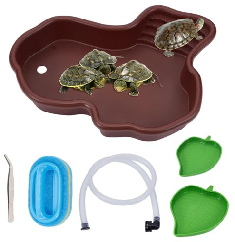 OLYCRAFT 5pz/Set Ciotola per Acqua per Tartarughe con Ciotole per Rettili e Spazzola per La Pulizia Vasca Da Bagno Habitat Rettile Piscina Set per Tartarughe Rane Cornute Lucertole Piccoli Domestici