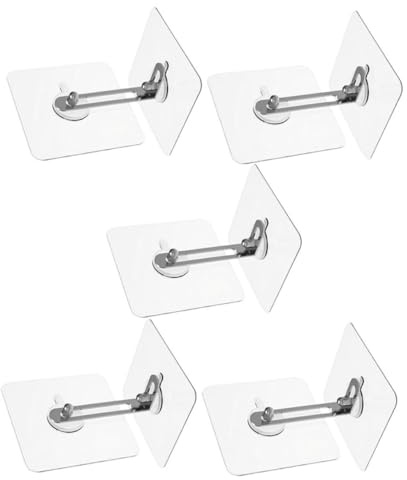 FIXOSHEE 5 juegos Anclajes Adhesivos para Muebles Pequeños Dispositivo Antivuelco sin Taladro para Estanterías Armarios y Cómodas Correas Transparentes para Seguridad Infantil y