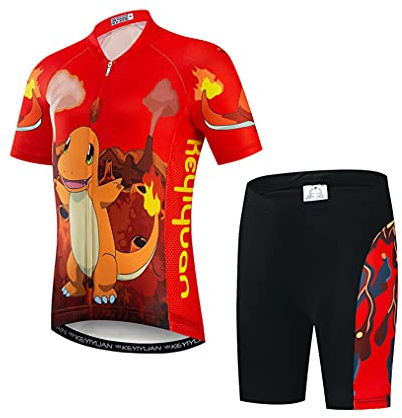 Weimostar Ensemble Complet de Maillot de Cyclisme et de Short Rembourré pour Enfant, pour VTT, Équitation, M