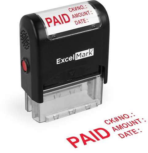 ExcelMark Paid with Check No, Amount, Date - Self Inking Rubber Stamp - A1539