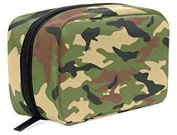 Mnsruu - Bolsa organizadora de maquillaje de camuflaje verde militar, bolsa de almacenamiento de capacidad para regalo para mujeres y niñas