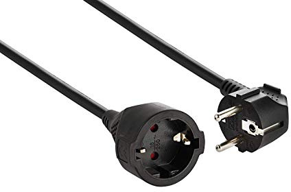 Electraline 01694 Prolongador Toma Schuko, 3G1,5 mm², Color Negro, Cable 10 m
