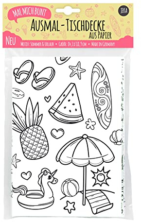 Mal Mich Bunt Ausmal-Tischdecke aus Papier, Motiv Sommer und Urlaub