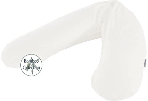 Theraline Ersatzbezug für Das Original Schwangerschaftskissen & Stillkissen, Stillkissen Bezug 190 cm, Bamboo Collection aus Bambusviskose und Bio-Baumwolle, Farbe: Wolkenweiß