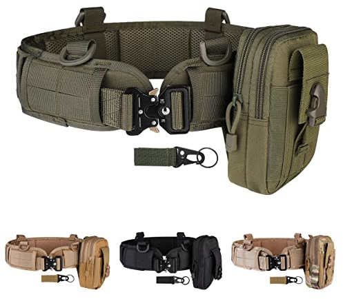 Tactical Battle Belt Set War Belt Condor Belt Military Wasit Belt with Mesh and Lining Thickening EVA Tactical MOLLE Belt for Shooting War Game Paintball Hunting Sports Outdoor (Army Green)