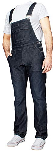 989Zé ENZO Latzhose für Herren, Jeansblau, Arbeitsmode, Latzhose, lässiger Overall, Jeans, Taillengrößen 30–50, dunkelblau, 32W x 32L