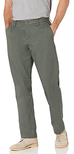 Amazon Essentials Pantalon Chino Extensible à Devant Plat, Antiplis et Coupe Classique Homme, Olive Foncé, 44W / 34L