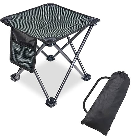 Tevaibo Camping Stool Portable, 13.7 Inch Folding Stool for Outdoor Gardening, Fishing, BBQ, Hiking with Carry Bag(400 LBS Capacity)