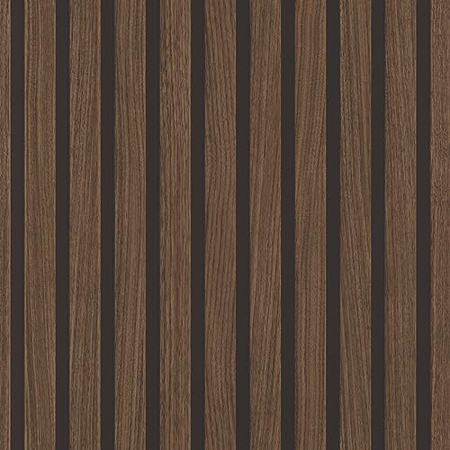Rasch Papier peint 278439 - Marron foncé avec aspect bois - Panneaux en bois 3D au look scandinave moderne - Paroi à lamelles - 10,05 m x 0,53 m (L x l)