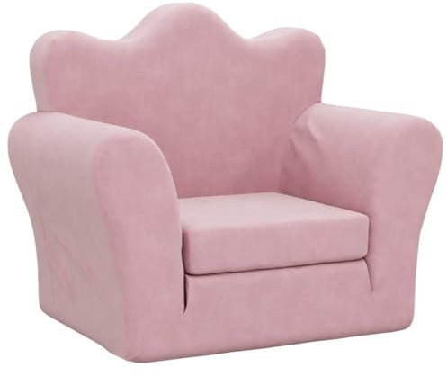 vidaXL Schlafsofa für Kinder, 2-in-1 Kindersofa mit Schlaffunktion, Kindersessel Sofa Abnehmbarer Bezug, Kindercouch Couch Kindermöbel, Rosa Weich Plüsch
