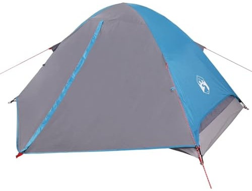 vidaXL Kuppel Campingzelt 2 Personen, Kuppelzelt mit Netzwände, Wasserdicht Wurfzelt mit E-Anschluss, Wanderzelt Zelt, Blau 185T Polyester