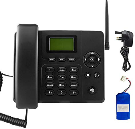 Klassisk skrivbordstelefon med stor knapp, Trådlös Quad Band GSM bordstelefon, stationär telefon med SIM-kortplats, trådlös fast telefon, nummerpresentation, for hemmakontorhotell